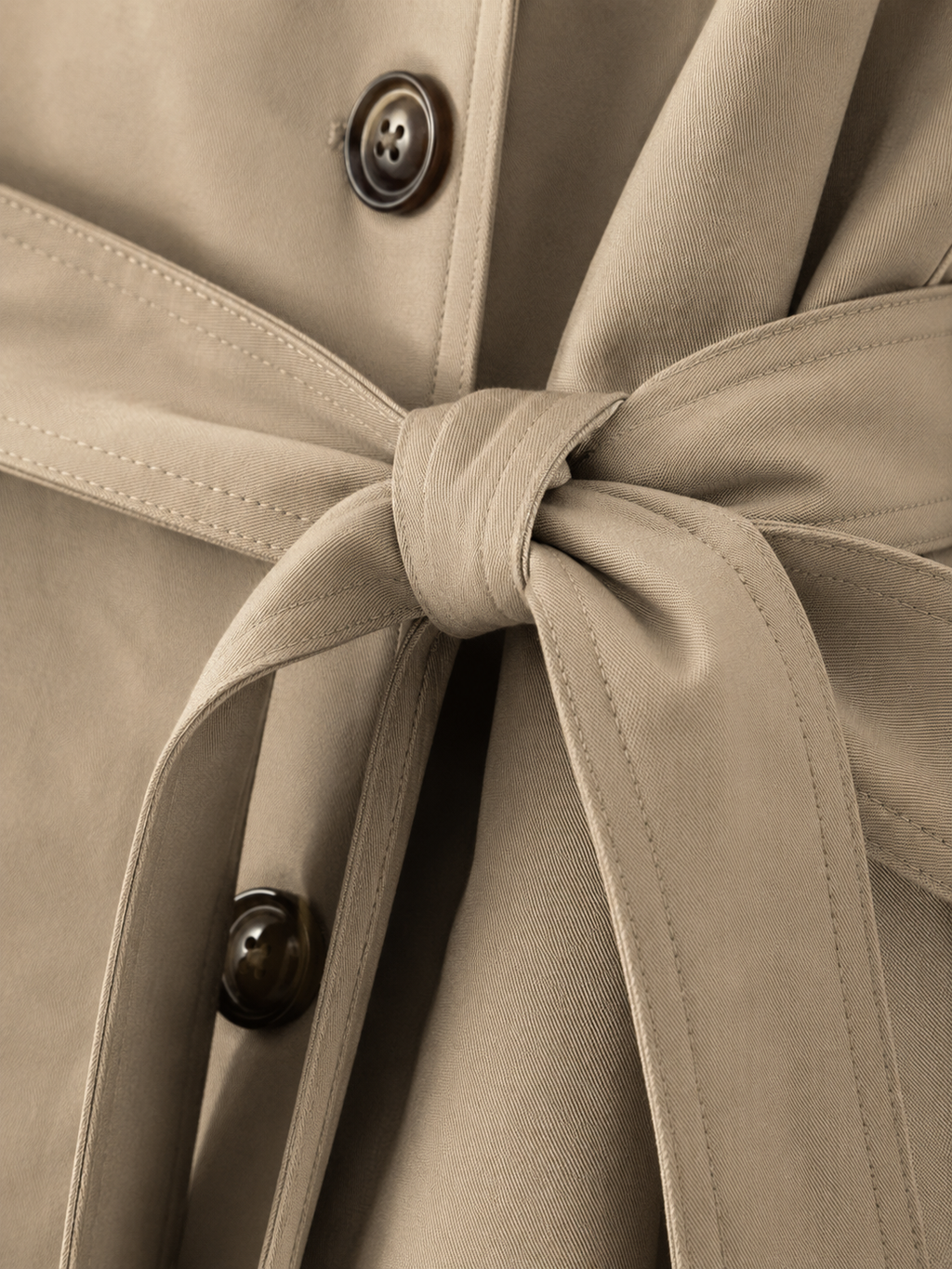 Double-Breasted Longline Trench Coat in Khaki