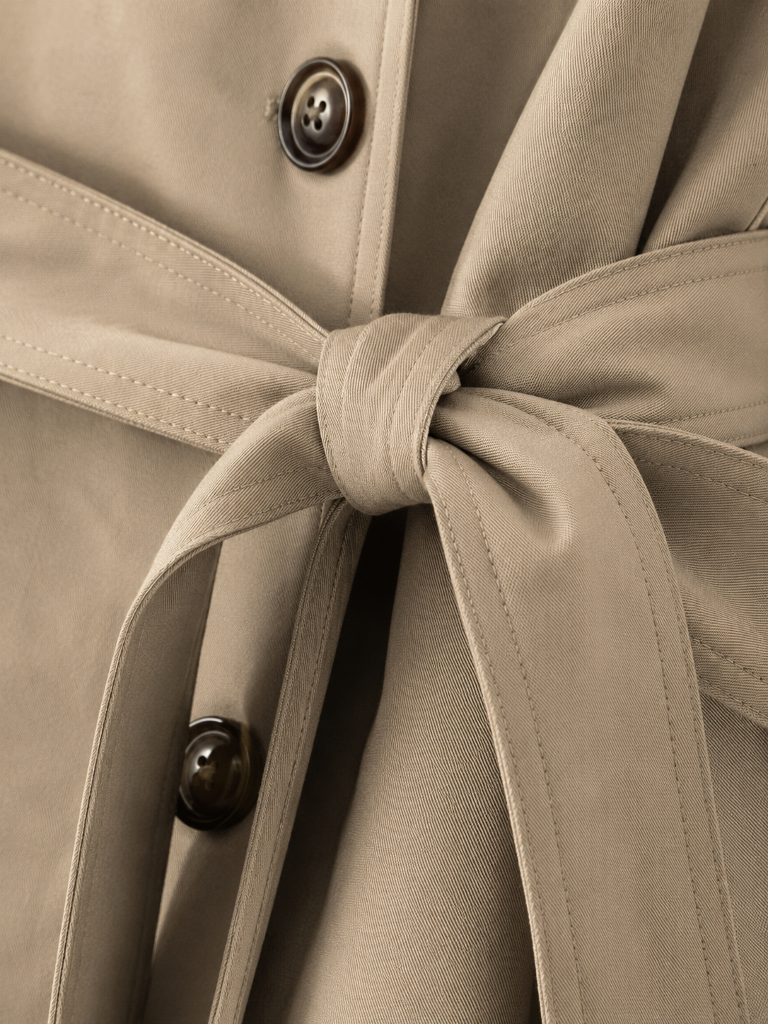 Double-Breasted Longline Trench Coat in Khaki