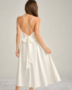 White open-back satin-look maxi dress, full back view