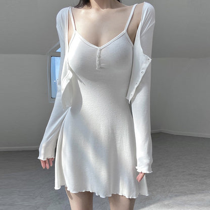Aloyra Celeste Cardigan Mini Dress Set model view 1