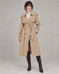 Belted Double-Breasted Trench Coat in Khaki — model hero