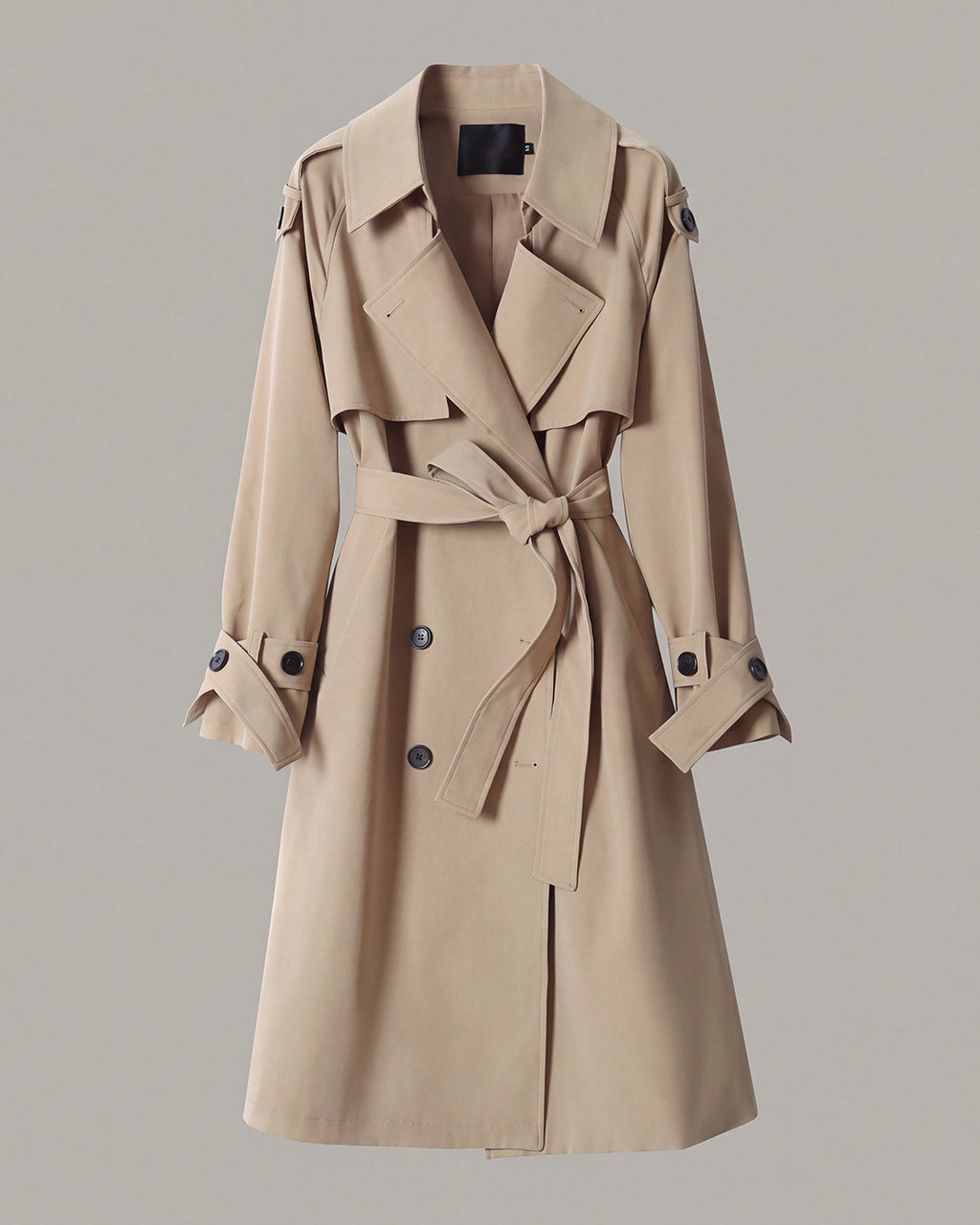 Belted Double-Breasted Trench Coat in Khaki — product front