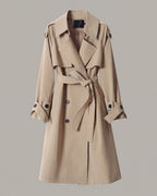 Belted Double-Breasted Trench Coat in Khaki — product front