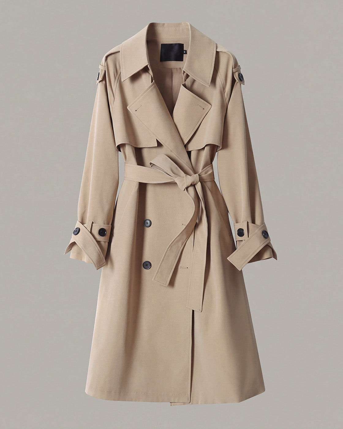 Belted Double-Breasted Trench Coat in Khaki — product front