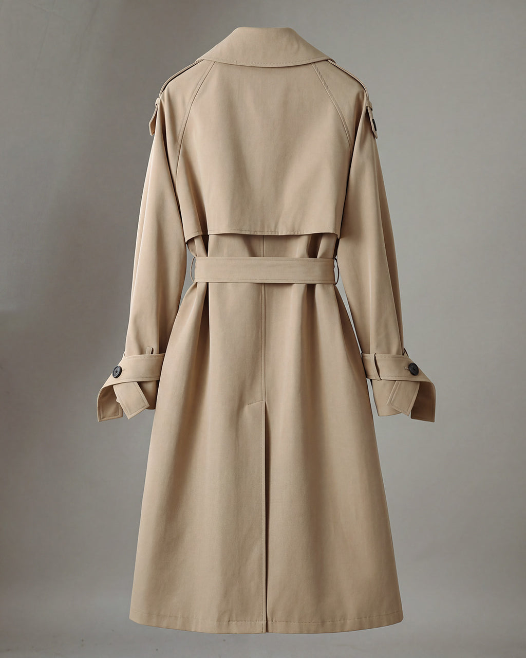 Belted Double-Breasted Trench Coat in Khaki — product back
