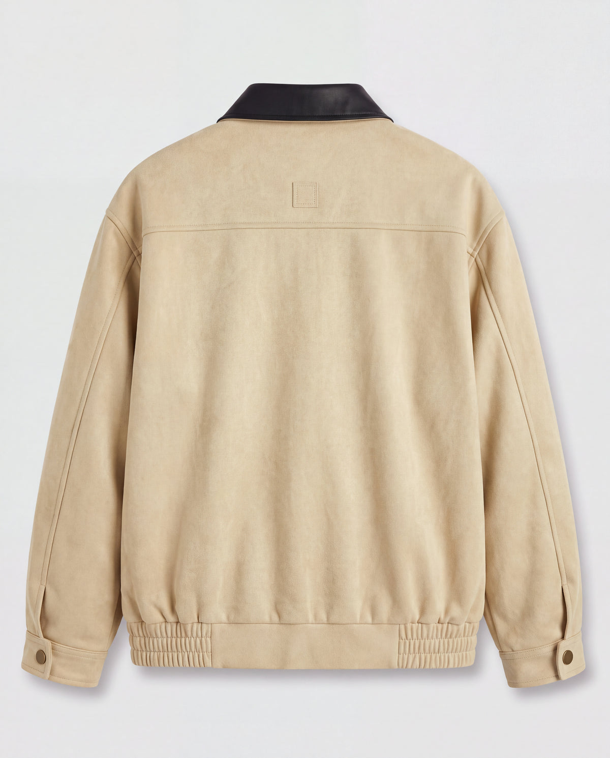 Contrast-Collar Suede Jacket — Beige, product back