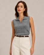Relaxed Wool-Blend Sweater Vest in Gray