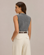 Relaxed Wool-Blend Sweater Vest in Gray, back view