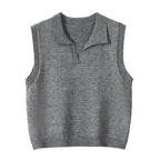 Relaxed Wool-Blend Sweater Vest in Gray, product front