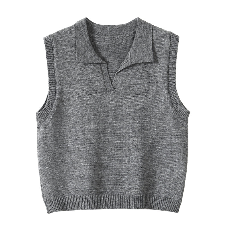 Relaxed Wool-Blend Sweater Vest in Gray, product front