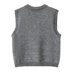 Relaxed Wool-Blend Sweater Vest in Gray, product back