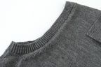 Relaxed Wool-Blend Sweater Vest in Gray, neck construction detail