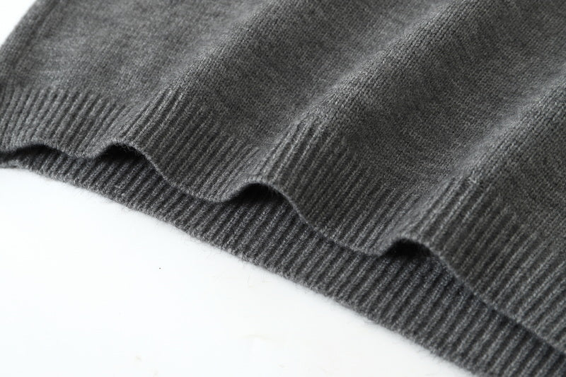 Relaxed Wool-Blend Sweater Vest in Gray, hem detail