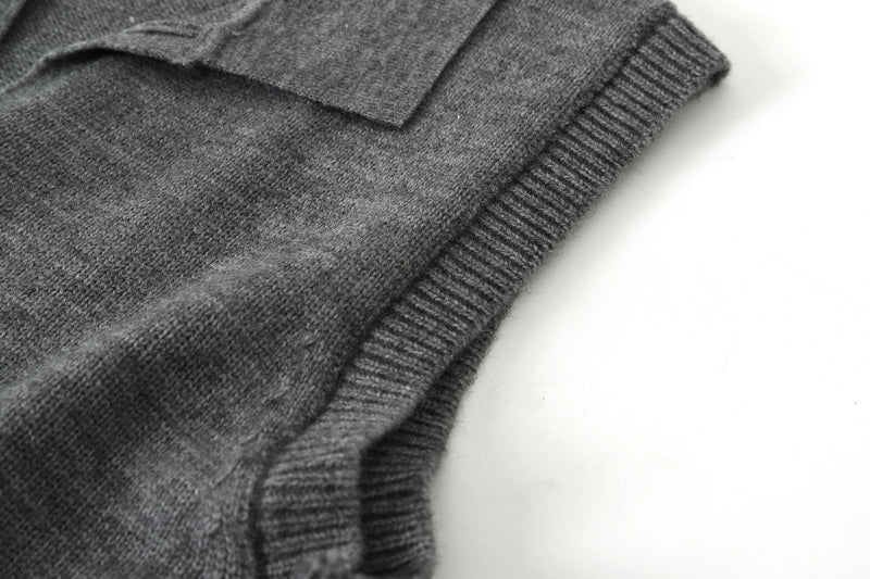 Relaxed Wool-Blend Sweater Vest in Gray, armhole detail