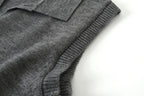 Relaxed Wool-Blend Sweater Vest in Gray, armhole detail