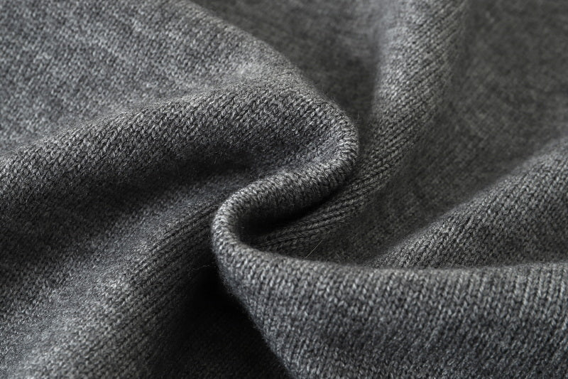 Gray wool-blend knit fabric detail