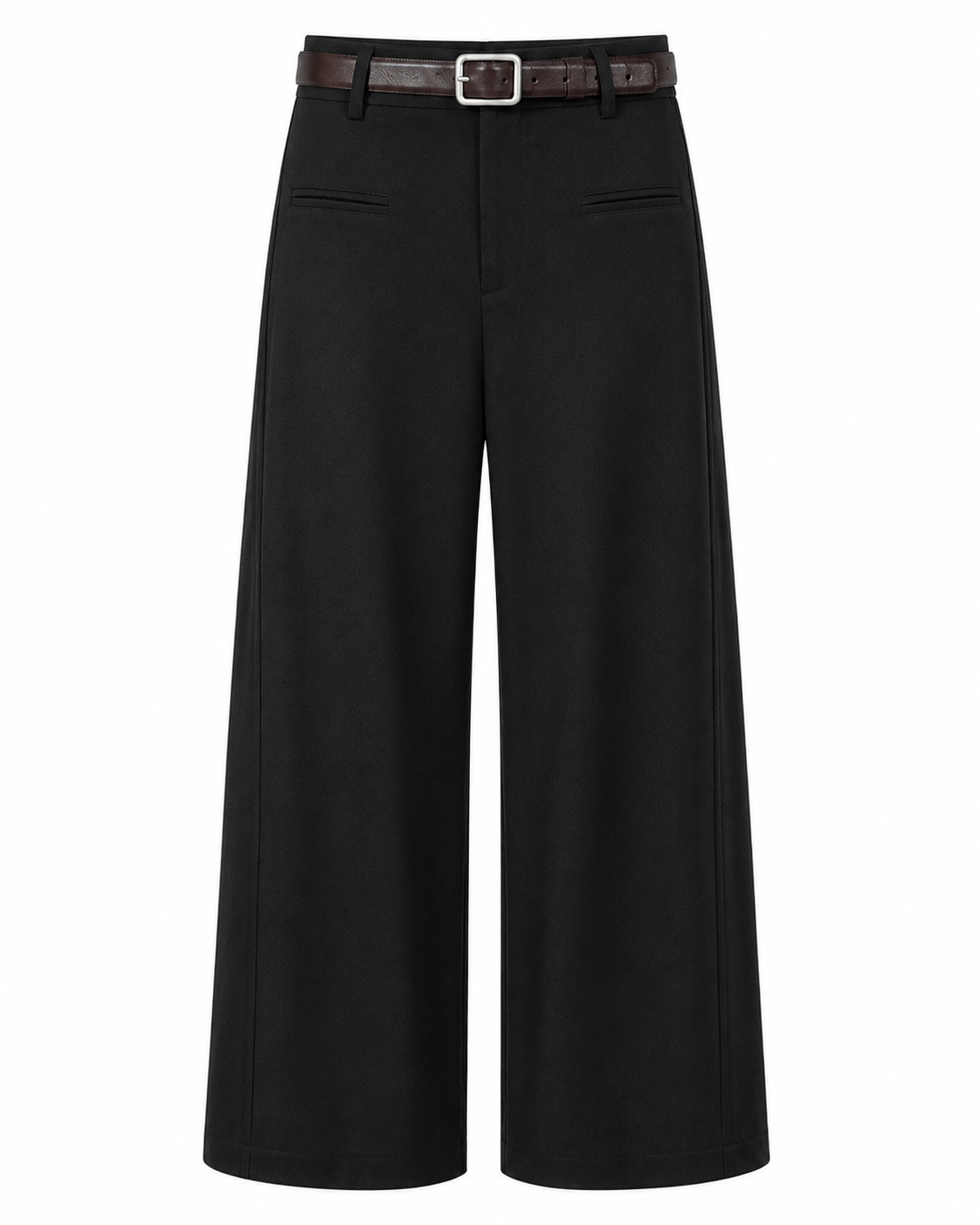 High-Rise Wide-Leg Tailored Pants in Black, product front