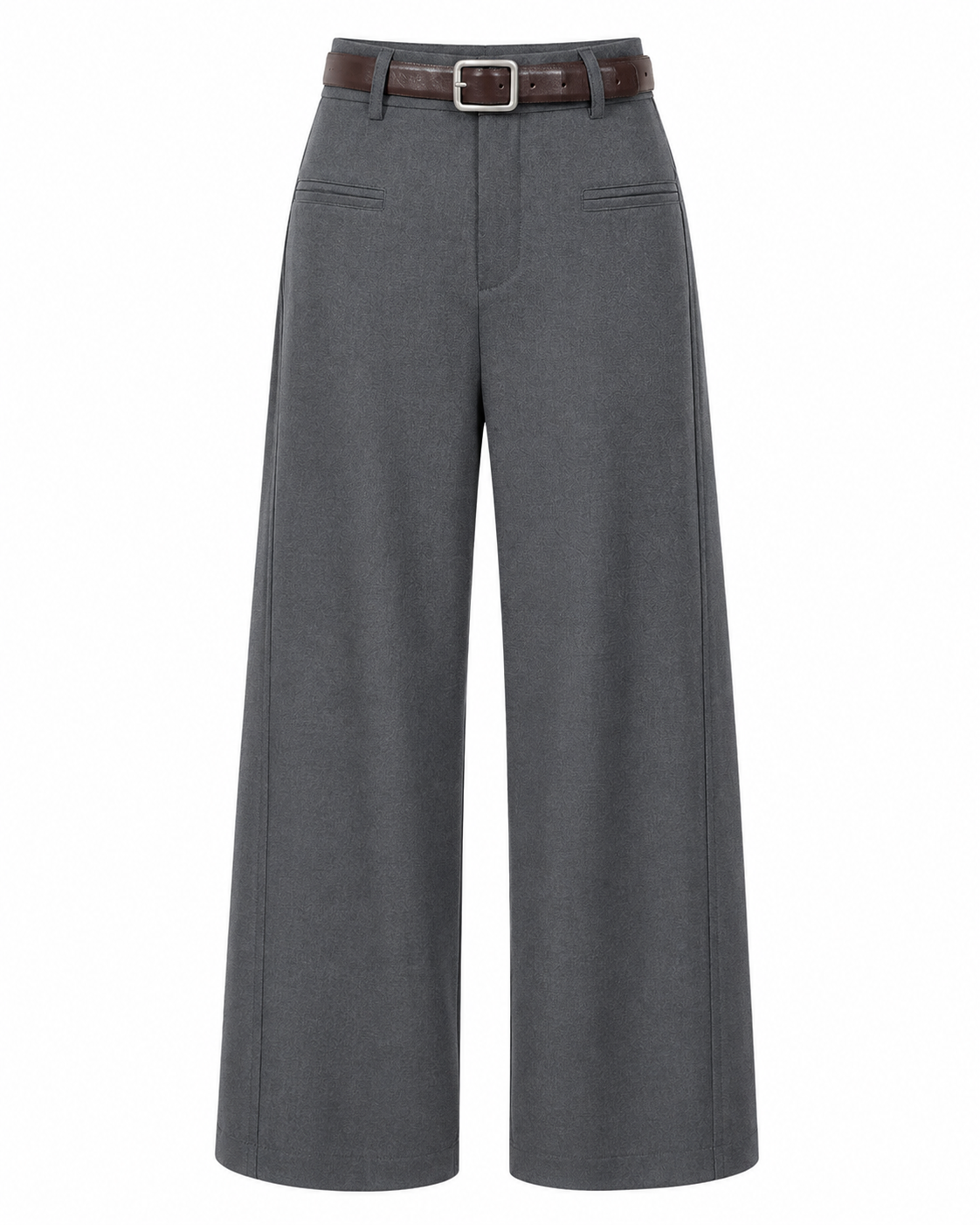 High-Rise Wide-Leg Tailored Pants in Gray, product front