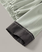 Contrast-Cuff Cropped Trench Jacket in Light Green — detail two