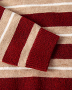 Striped Crewneck Button Cardigan in Red Stripe — detail cuff