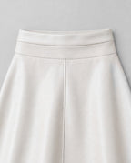 PU A-Line Midi Skirt — Ivory, waistband detail