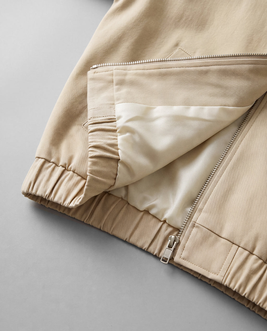 Cotton Harrington Jacket — Khaki, hem detail
