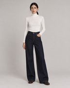 Raw Denim High-Rise Wide-Leg Jeans — Raw Indigo, model main view