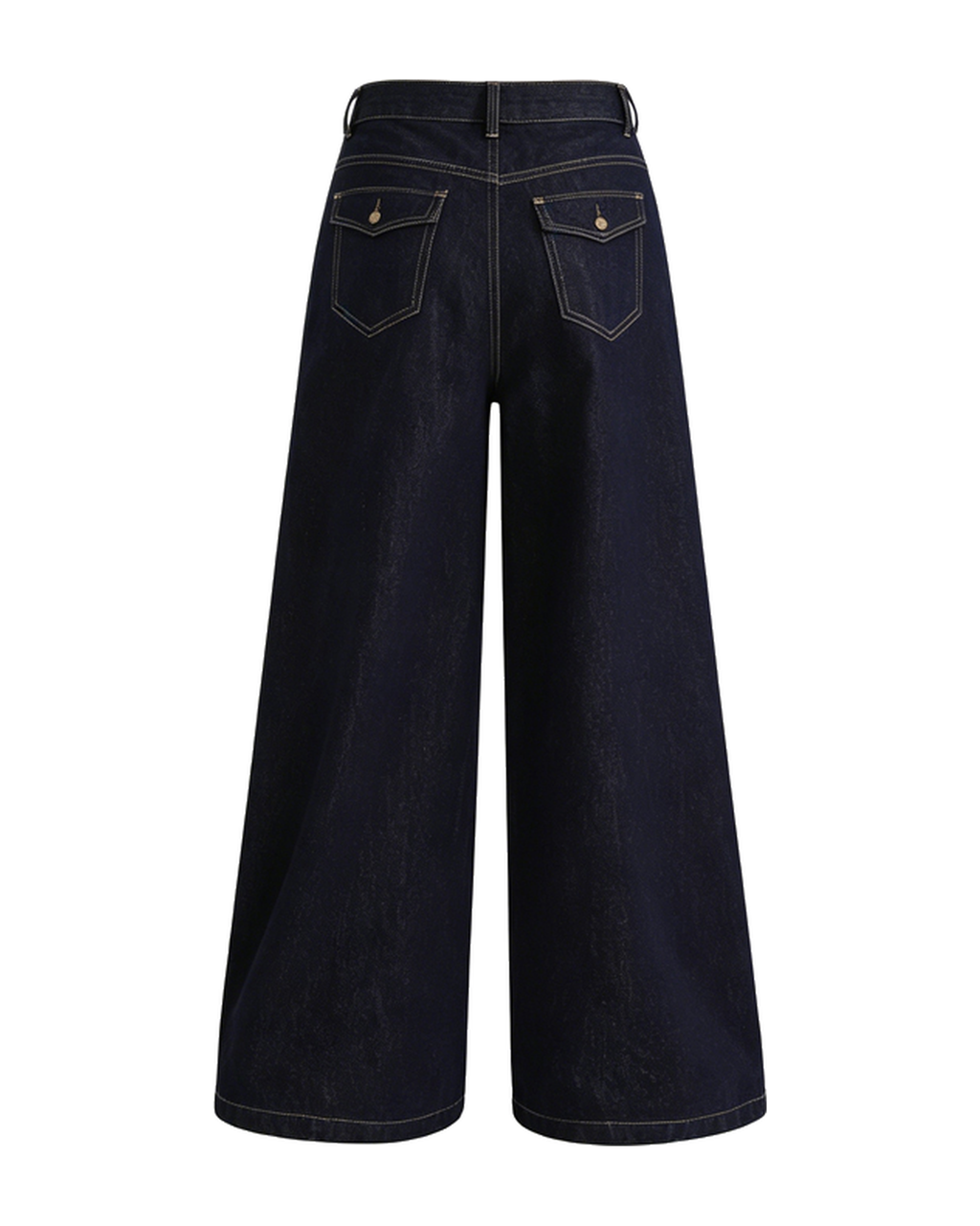 Raw Denim High-Rise Wide-Leg Jeans — Raw Indigo, product back