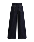 Raw Denim High-Rise Wide-Leg Jeans — Raw Indigo, product back
