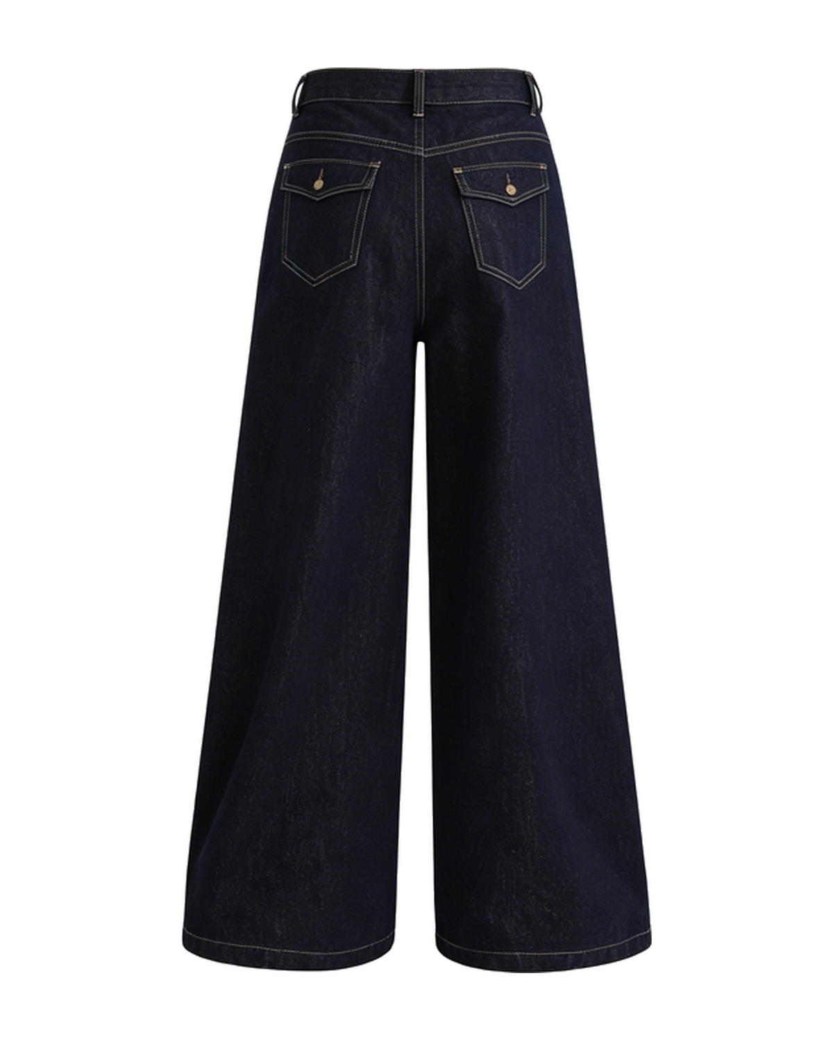 Raw Denim High-Rise Wide-Leg Jeans — Raw Indigo, product back