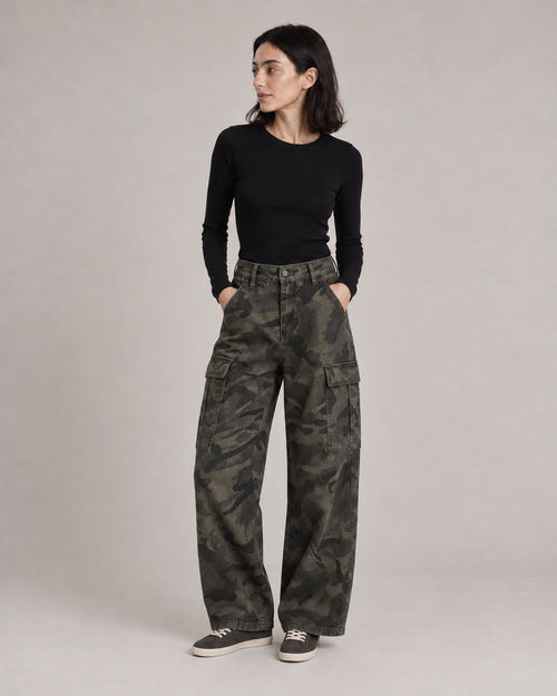 Camo Cargo Wide-Leg Jeans — Camo, model main view