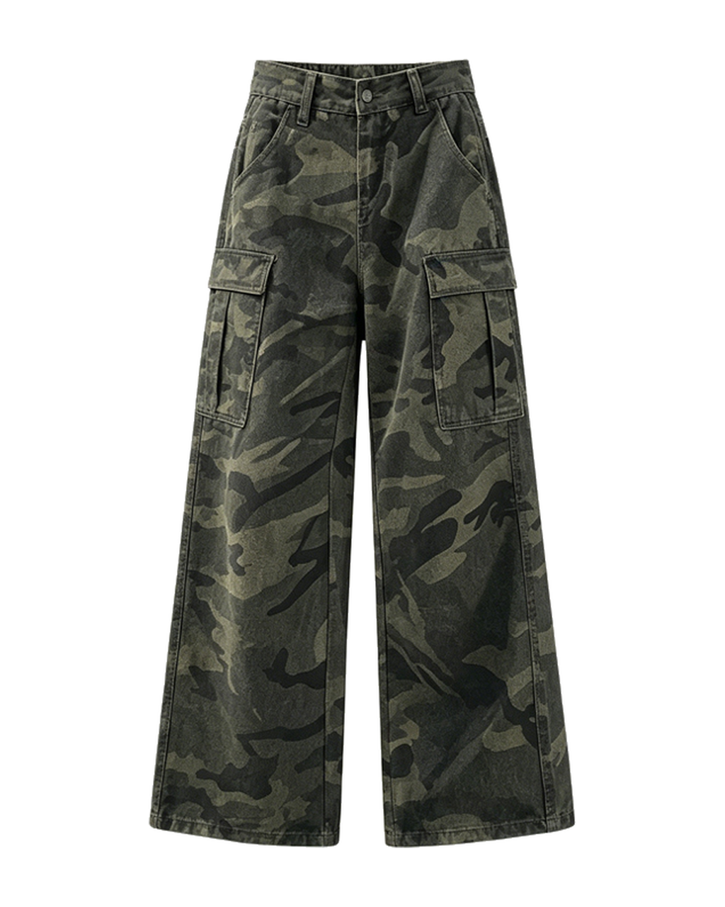 Camo Cargo Wide-Leg Jeans — Camo, product front