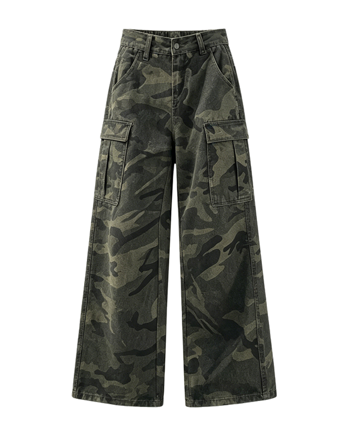 Camo Cargo Wide-Leg Jeans — Camo, product front