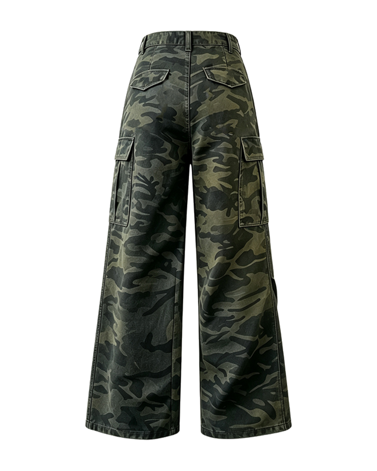 Camo Cargo Wide-Leg Jeans — Camo, product back
