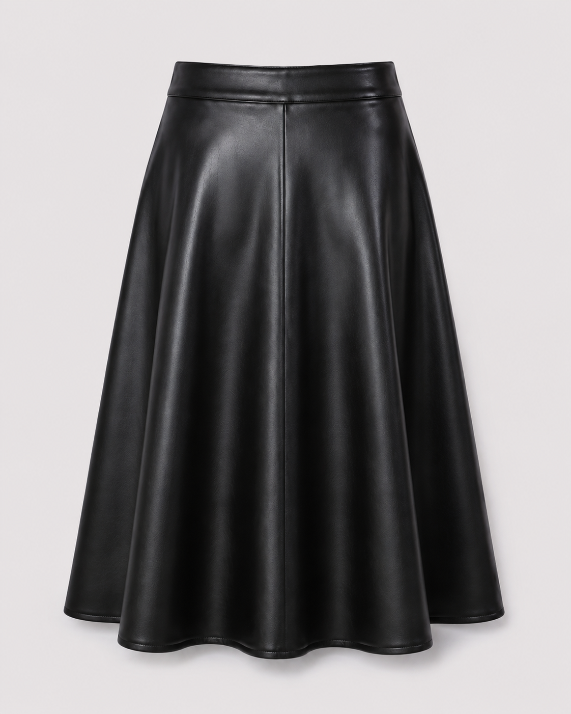 PU A-Line Midi Skirt — Black, product back