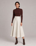 PU A-Line Midi Skirt — Ivory, model main view