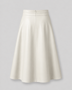 PU A-Line Midi Skirt — Ivory, product back