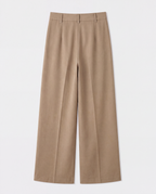 High-Rise Pleated Wide-Leg Trousers — Khaki, product back