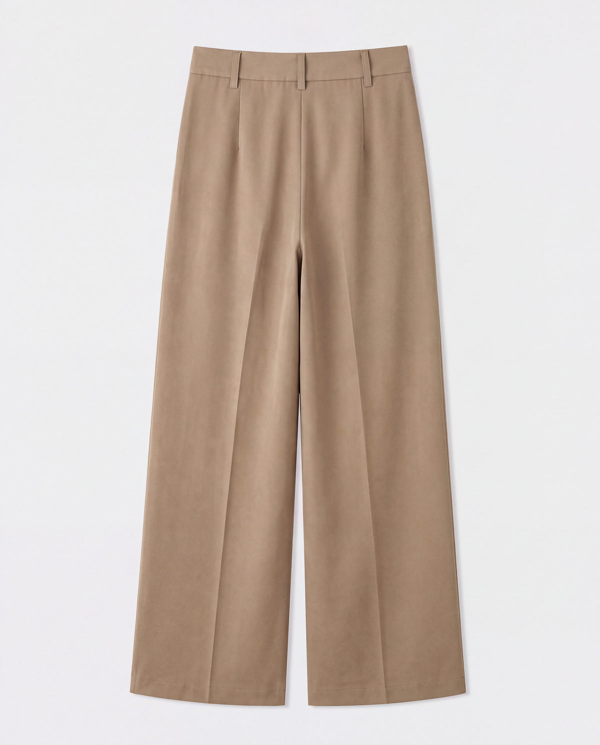 High-Rise Pleated Wide-Leg Trousers — Khaki, product back