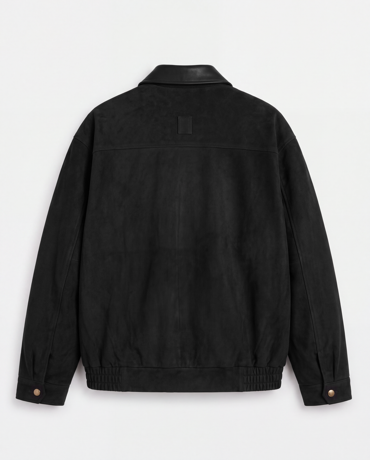 Contrast-Collar Suede Jacket — Black, product back