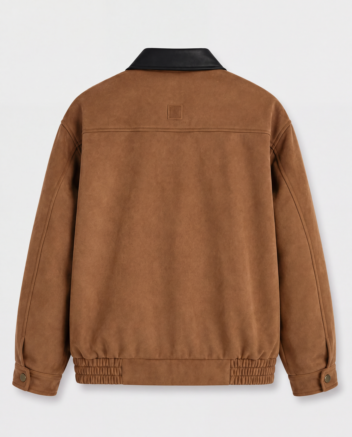 Contrast-Collar Suede Jacket — Brown, product back