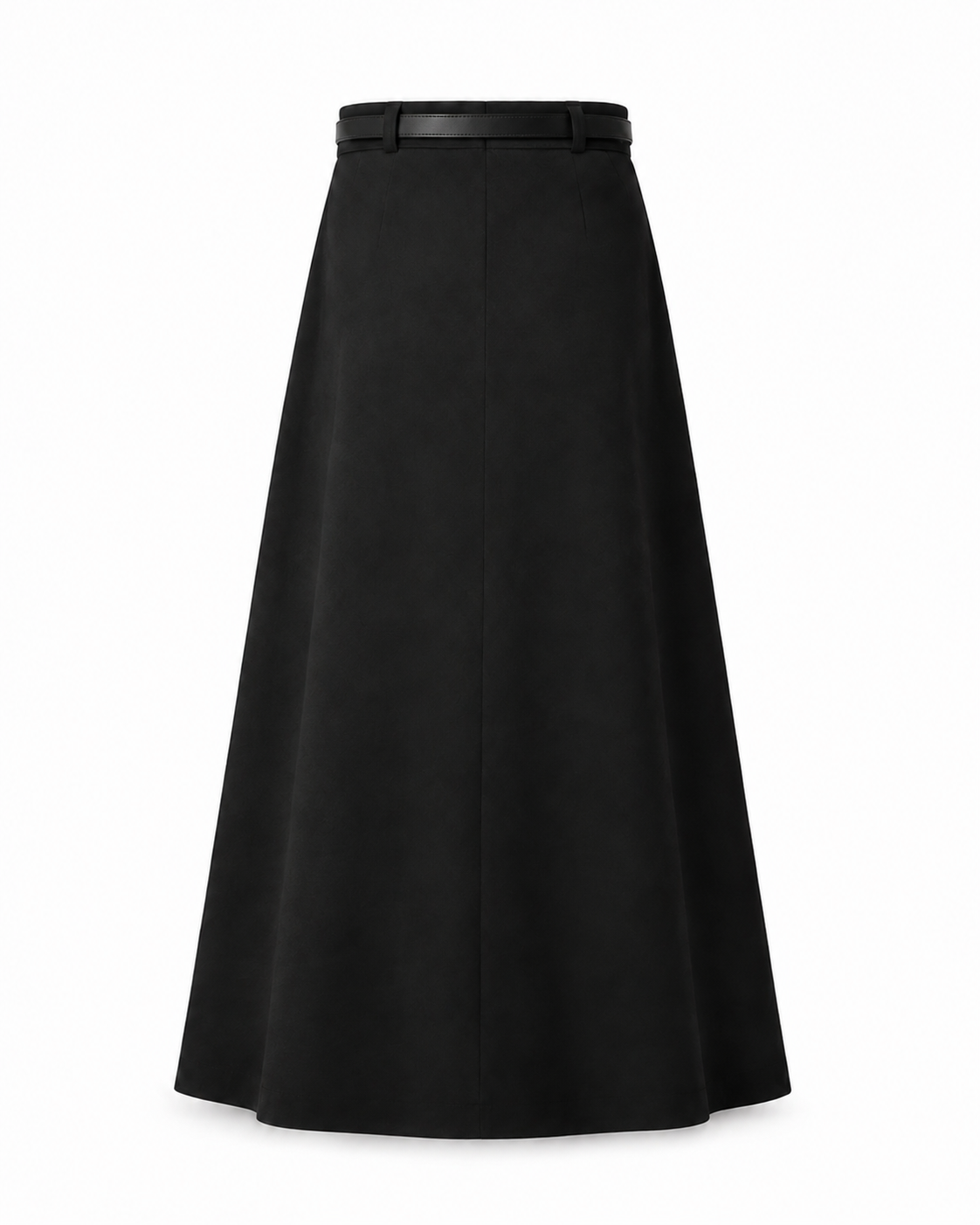 Wool-Look Pleated Midi Skirt — Black, product back