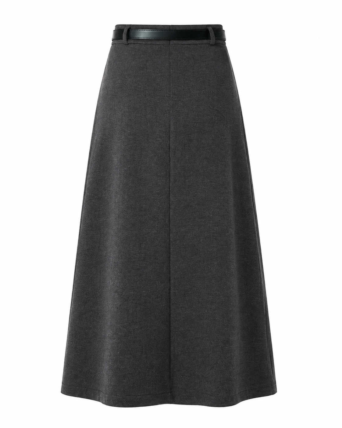 Wool-Look Pleated Midi Skirt — Charcoal Gray, product back