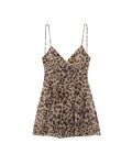 Leopard Print Double-Layer Mesh Mini Dress in Leopard Print