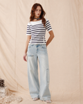 High-Rise Barrel-Leg Cargo Jeans in Light Blue