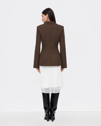French-Inspired Lapel Blazer in Coffee Brown — back