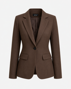 French-Inspired Lapel Blazer in Coffee Brown — front