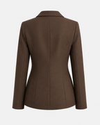 French-Inspired Lapel Blazer in Coffee Brown — back