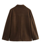 Vintage Single-Breasted Lapel Blazer in Coffee Brown — back