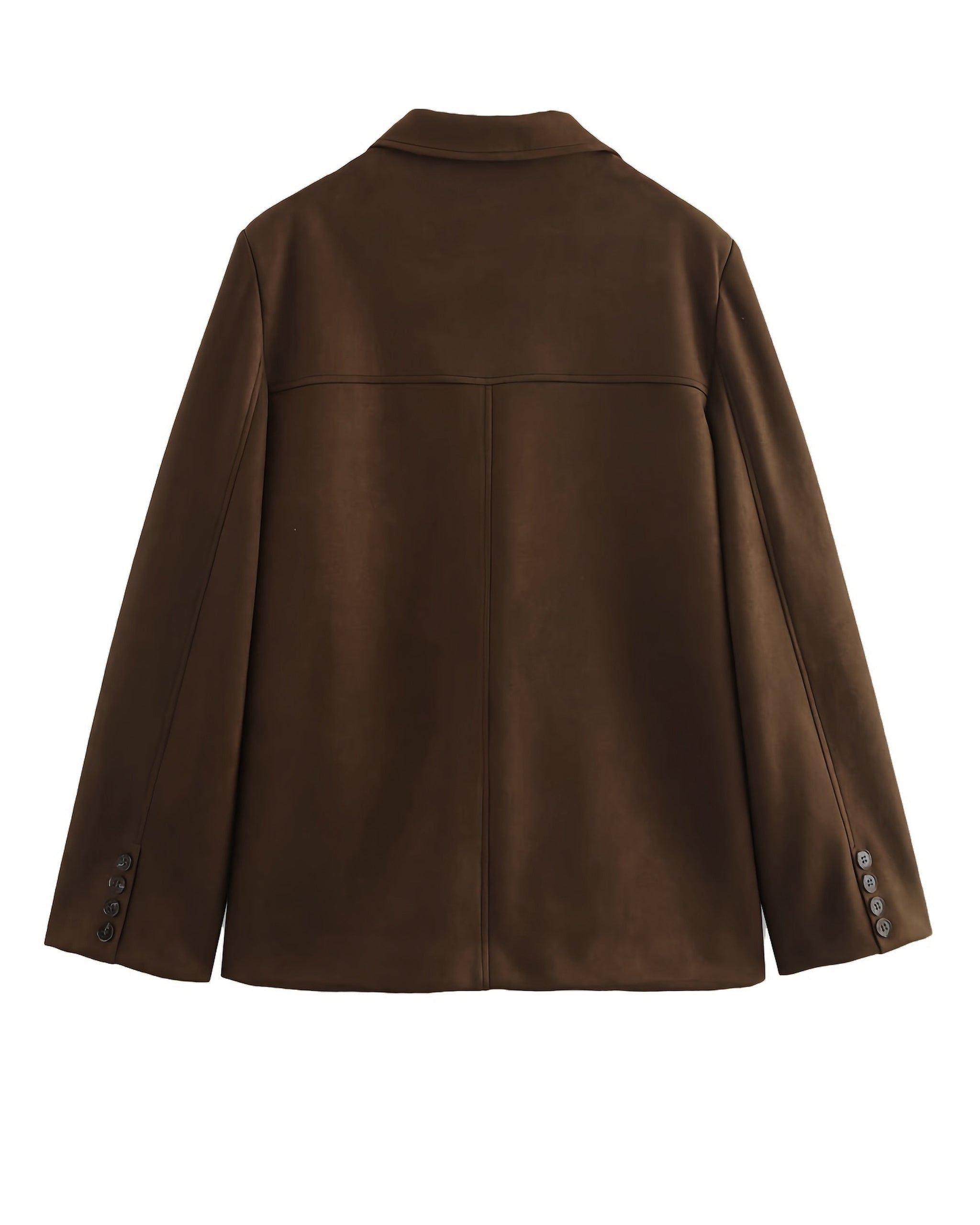Vintage Single-Breasted Lapel Blazer in Coffee Brown — back